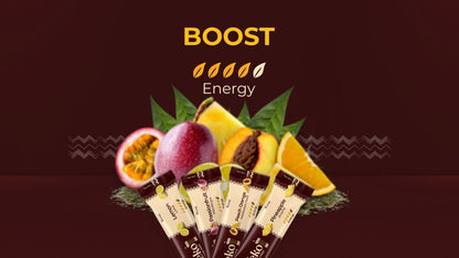 Teko Yerba Mate Powder boost energy packets with passion fruit pineapple and orange flavors
