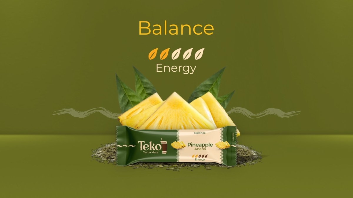 Teko Yerba Mate Pineapple flavor powder energy supplement with fresh pineapple slices