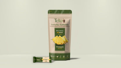 Teko Yerba Mate Powder Everyday Hydration Pineapple flavor pouch with single serve stick